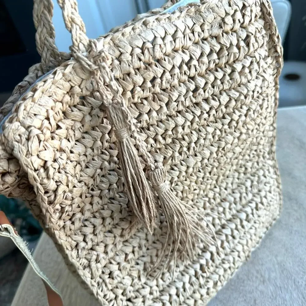 Aqua Mel Crossbody Natural Weave Bag‎ - NWT